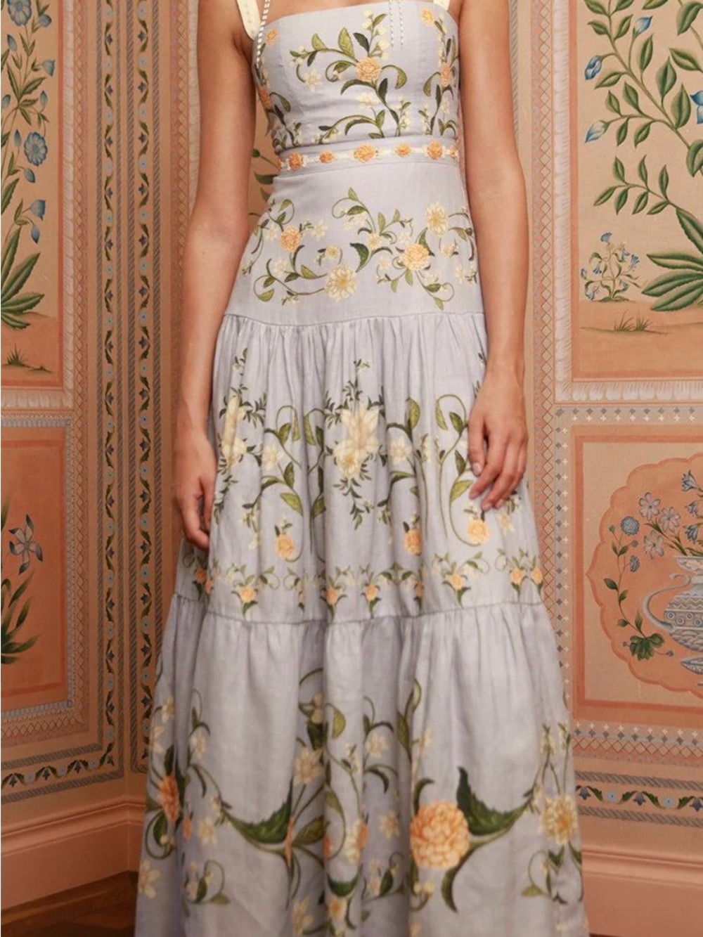 Light Blue Floral Embroidered Maxi Dress - Picture 7 of 16
